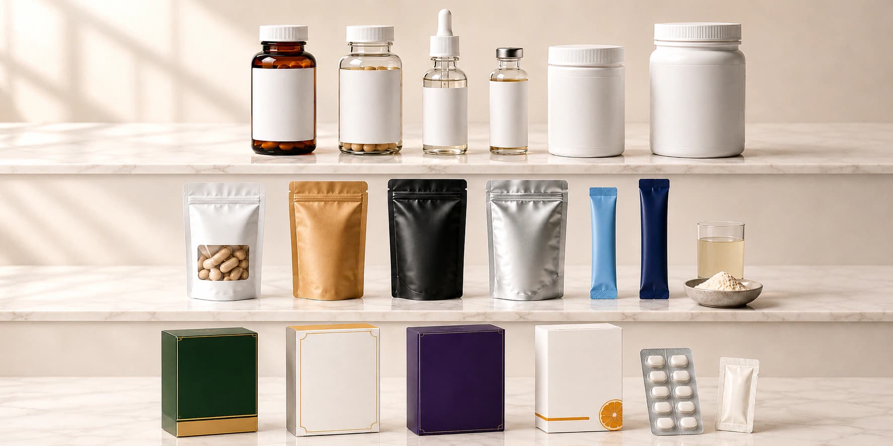 Private label supplement packaging formats for buyer projects