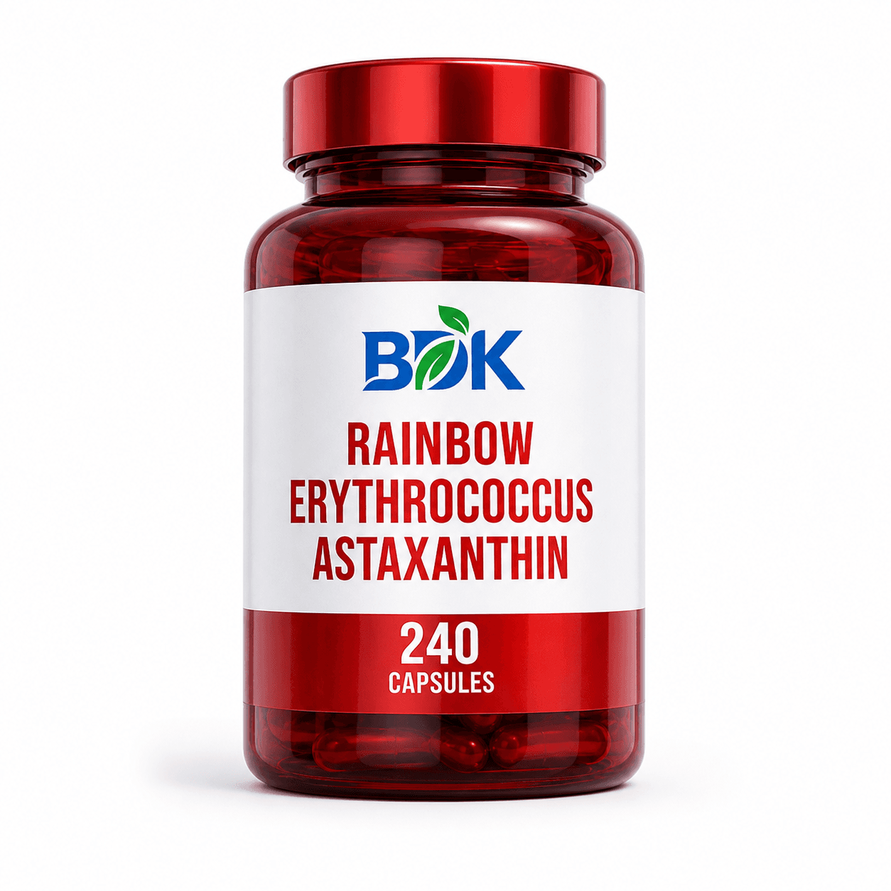 BDK natural astaxanthin capsule bottle from a completed North American customer project