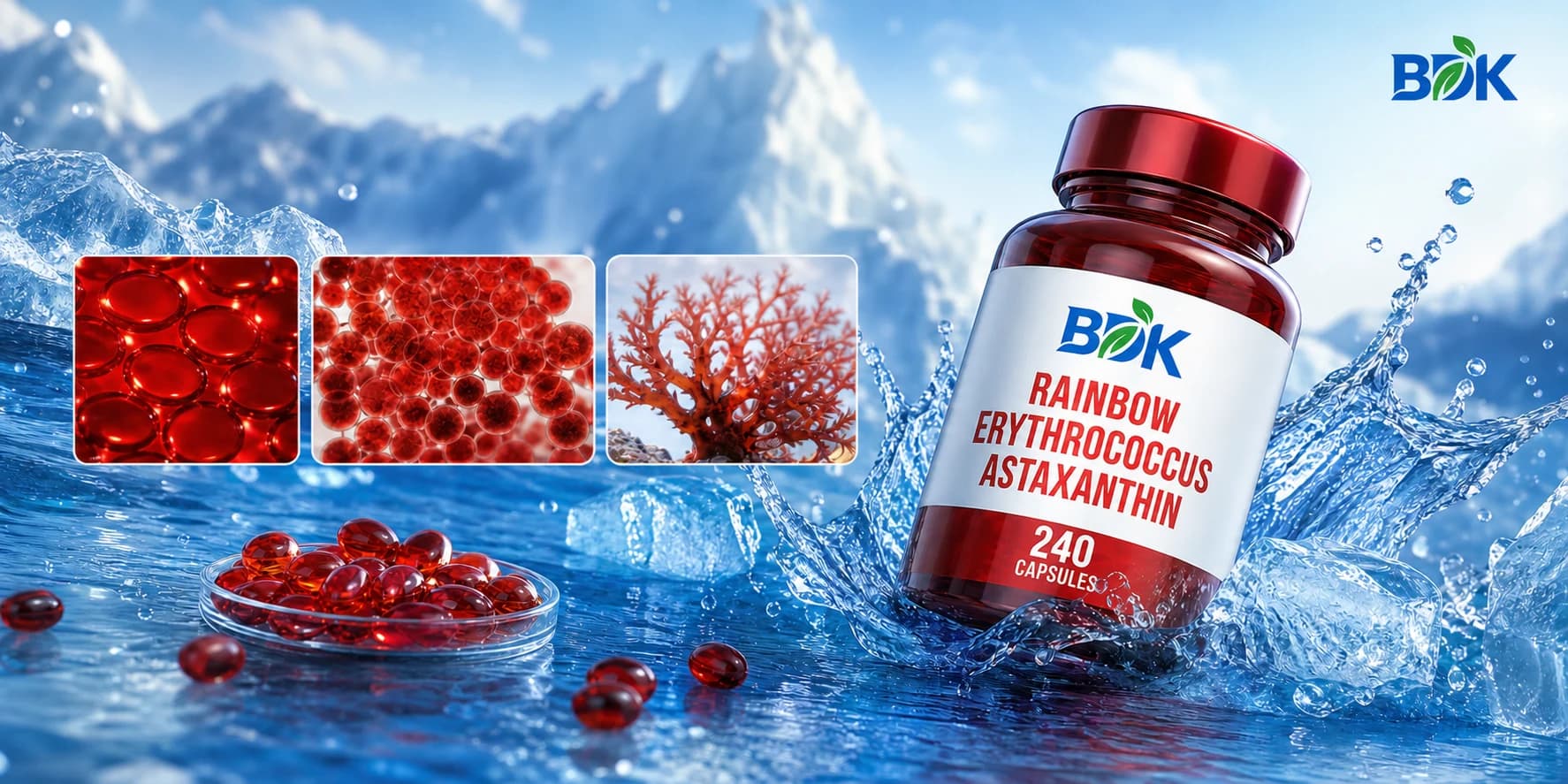 BDK natural astaxanthin capsule bottle from a completed North American customer project