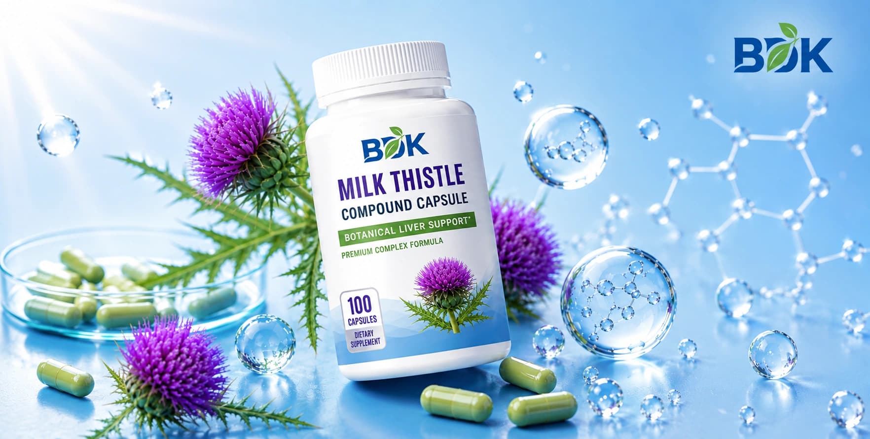 BDK milk thistle compound capsule bottle from a completed Australian customer project