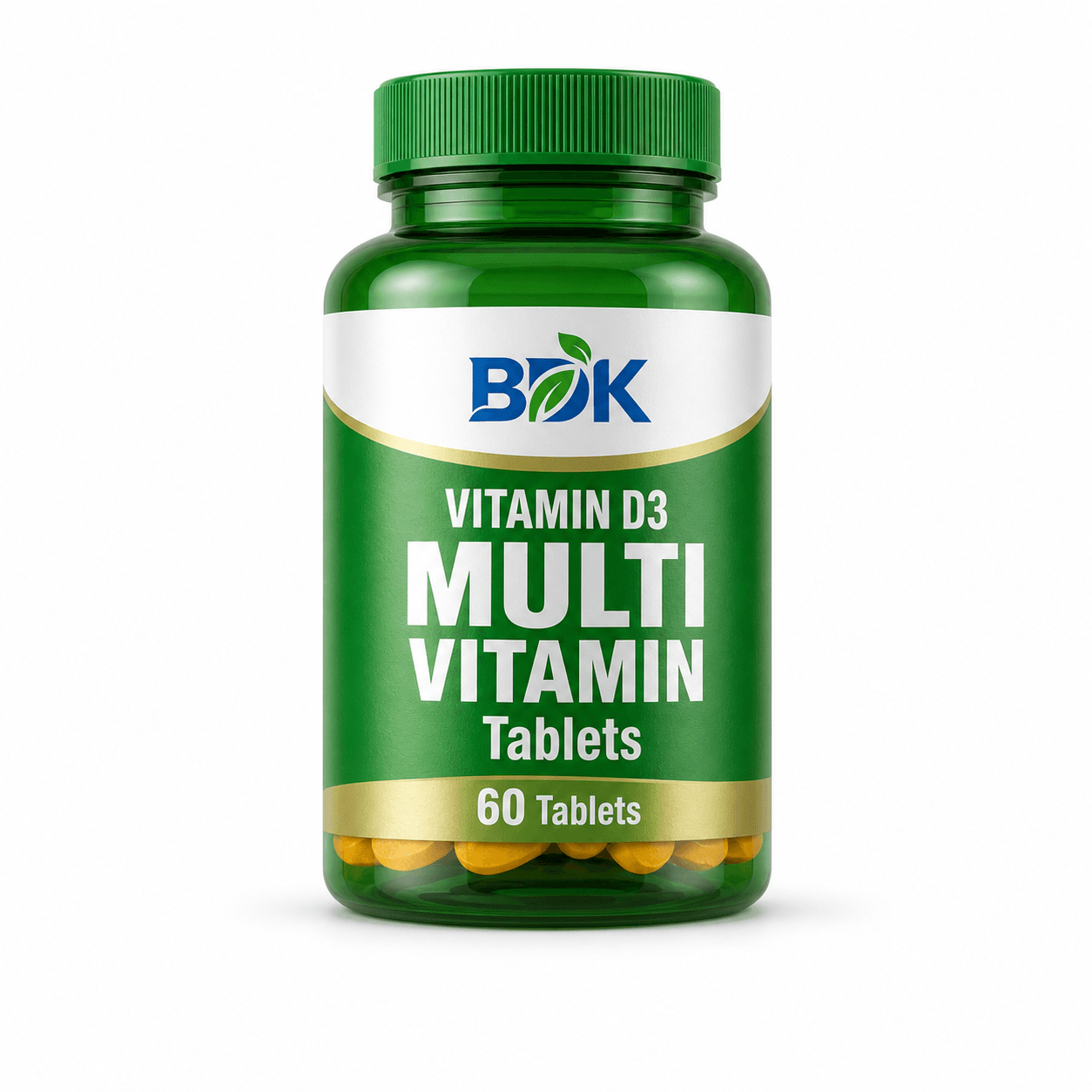 BDK multivitamin tablet bottle from a completed German customer project