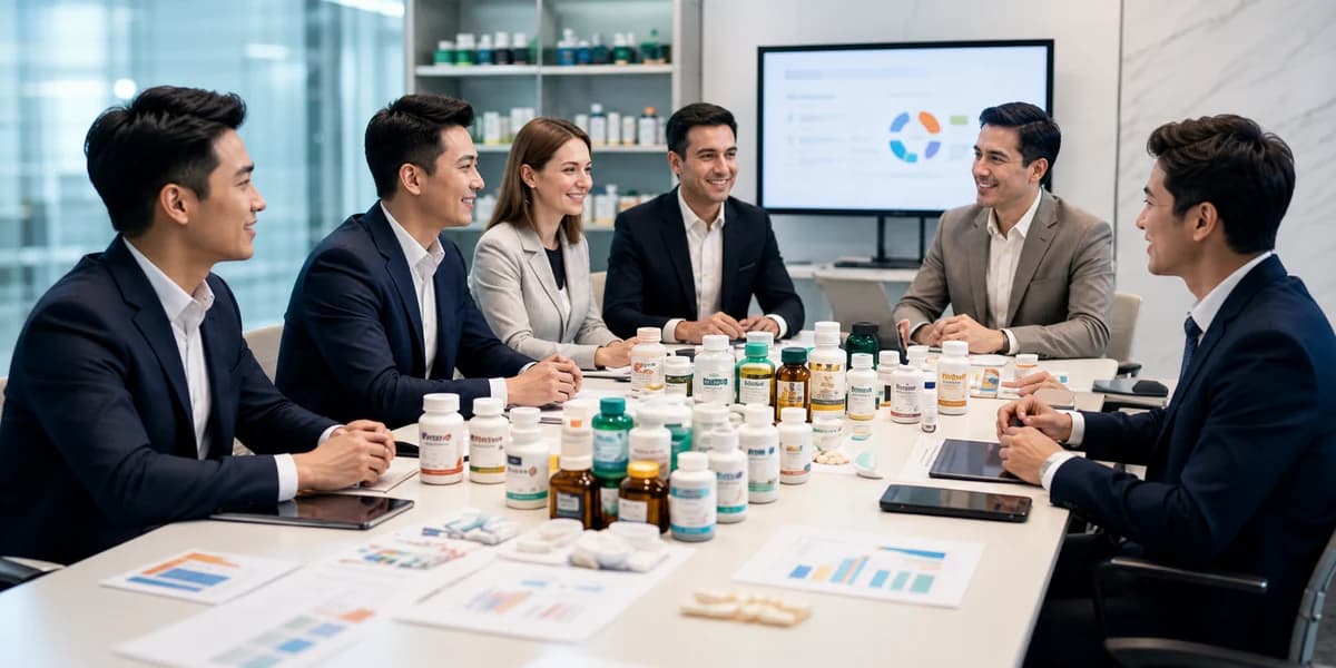 Bodakang Bio team discussing a supplement project with international buyers