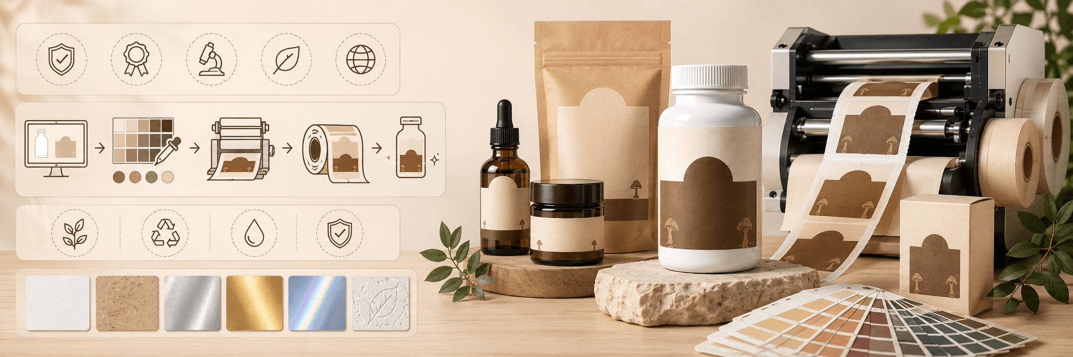 Supplement packaging label design materials and printing workflow