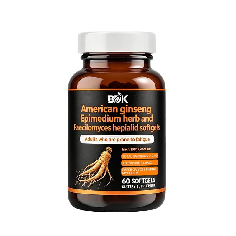 American Ginseng, Epimedium & Paecilomyces Softgels private label product presentation