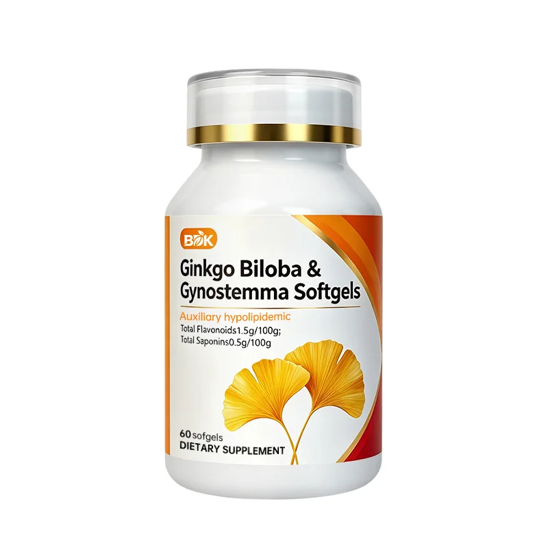 Ginkgo Biloba & Gynostemma Softgels supplement product presentation