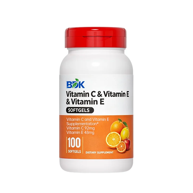 Vitamin C & Vitamin E Softgels supplement product presentation