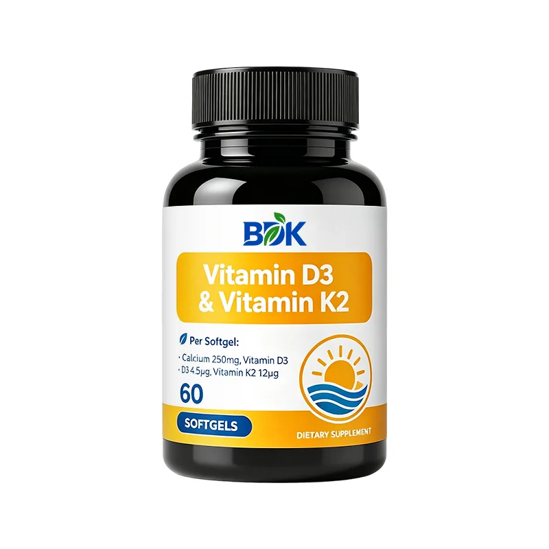 Calcium, Vitamin D3 & Vitamin K2 Softgels private label product presentation