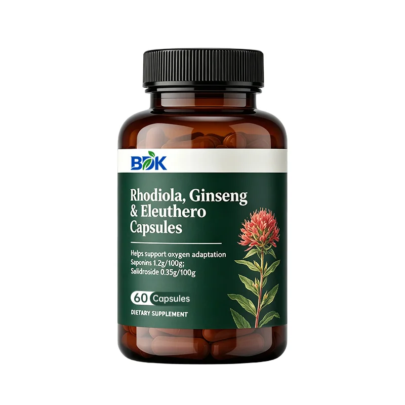 Rhodiola, Ginseng & Eleuthero Capsules private label product presentation